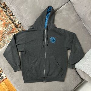 Gold’s gym Full Zip Sweatshirt/hoodie men’s size Large gray Hood Lining RARE!!